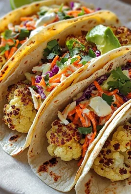 Delicious roasted cauliflower tacos with vibrant slaw topping