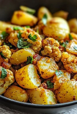 Aloo Gobi dish featuring spiced potatoes and cauliflower in a vibrant Indian recipe.