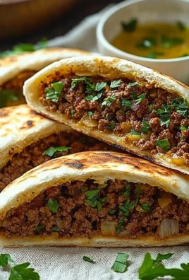 Delicious Arayes Lebanese stuffed pita served on a plate with fresh herbs