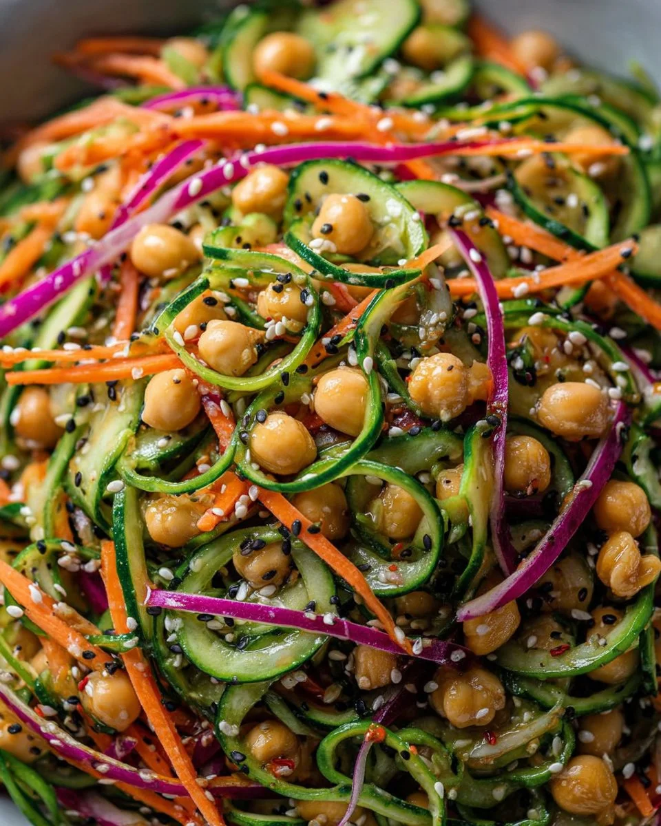 Asian Cucumber and Chickpea Slaw with Sesame Dressing