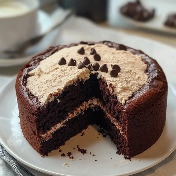 Deliciously rich and moist BEST EVER Chocolate Fudge Cake served on a plate