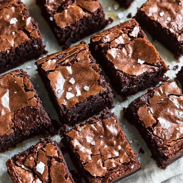Delicious homemade brown butter brownies on a wooden table