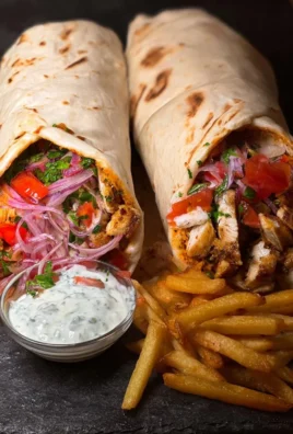 Delicious Chicken Shawarma Wrap served with fresh vegetables and sauce