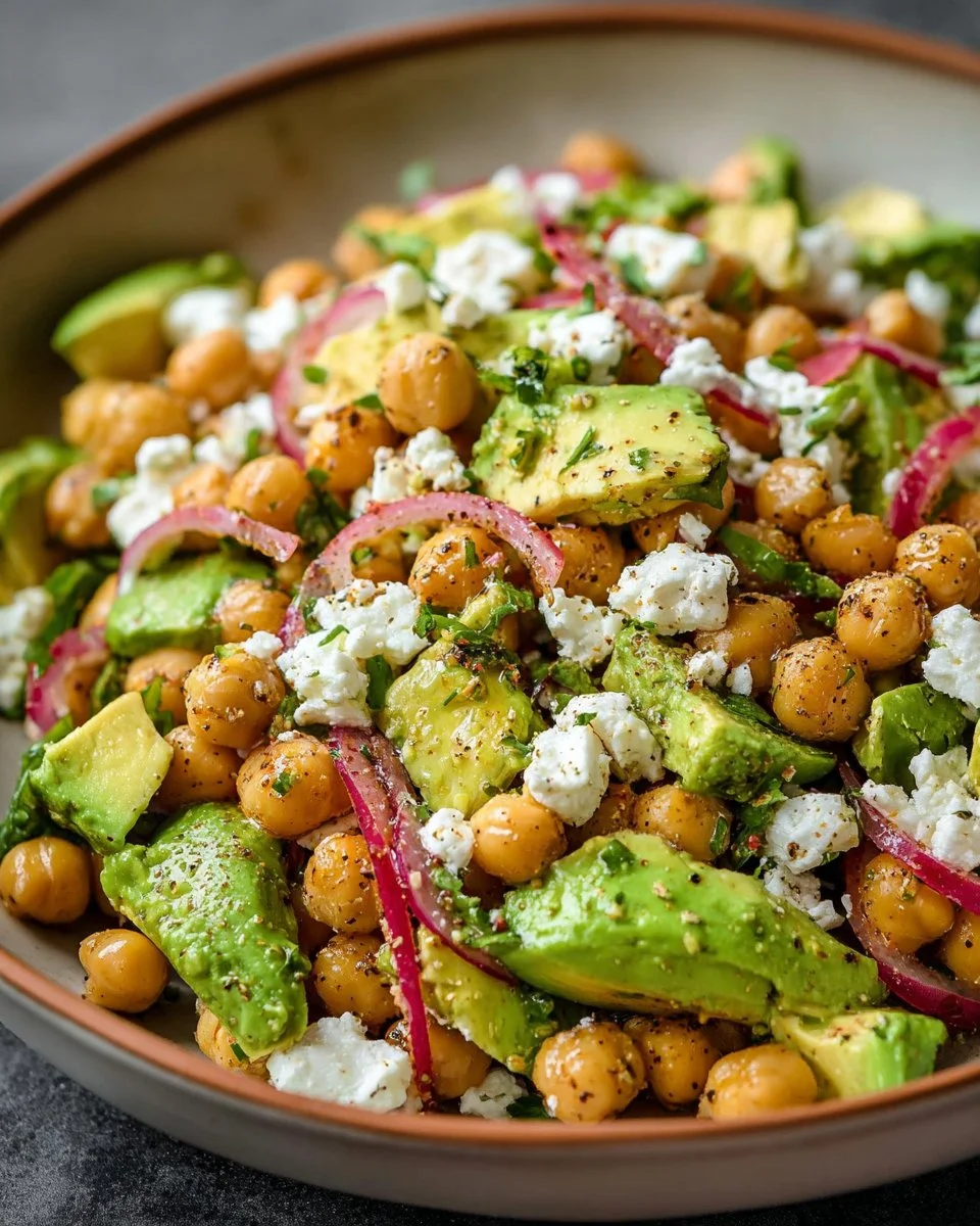 Chickpea Feta Avocado Salad