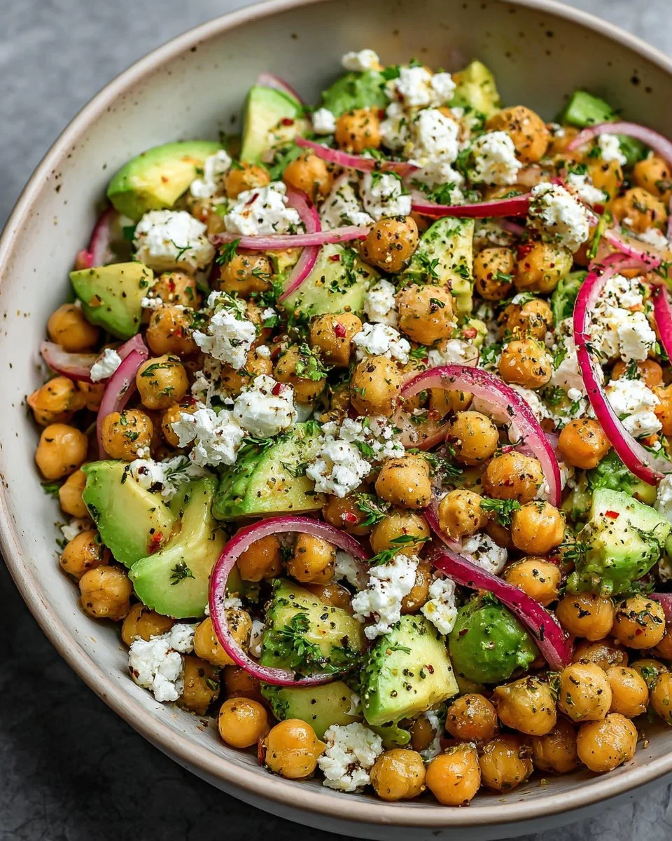 Chickpea Feta Avocado Salad