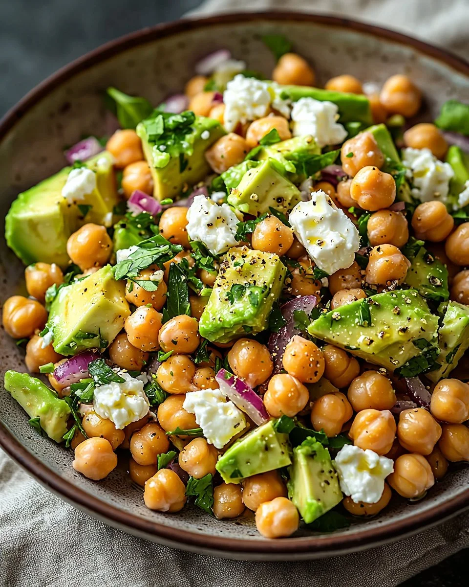 Chickpea Feta Avocado Salad