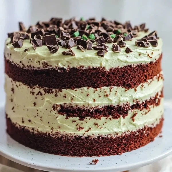 Chocolate Mint Layered Cake with rich chocolate frosting and mint garnishes