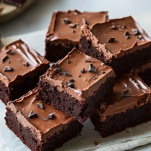 Delicious Chocolate Mousse Brownies topped with creamy mousse layer and chocolate drizzle.