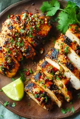 Delicious cilantro lime chicken garnished with fresh cilantro and lime slices.