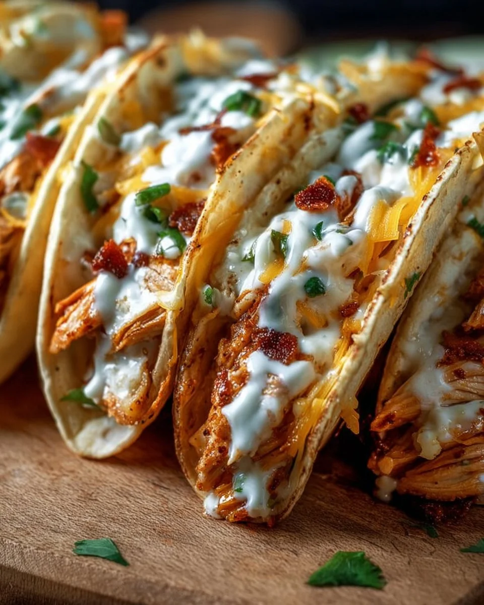 Creamy Cheddar Ranch Chicken Tacos