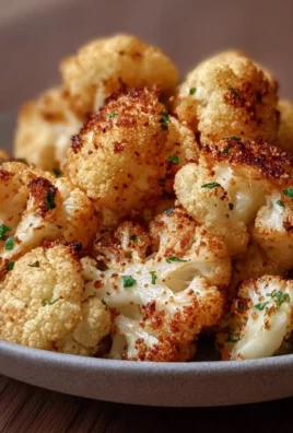 Crispy roasted cauliflower served on a plate with spices and herbs.