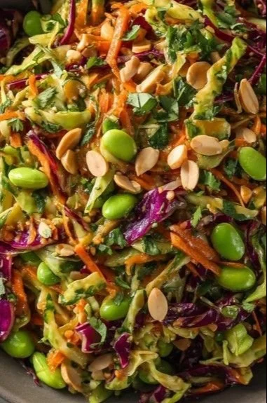 Crunchy Cabbage and Edamame Salad with Sesame Ginger Dressing