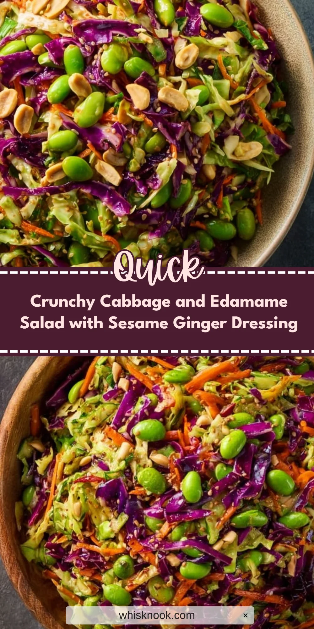 Crunchy Cabbage and Edamame Salad with Sesame Ginger Dressing