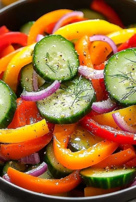 Fresh Cucumber Sweet Pepper Salad with colorful veggies and herbs