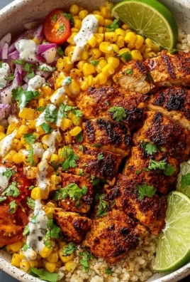 Easy Street Corn Chicken Bowl topped with fresh vegetables and spices