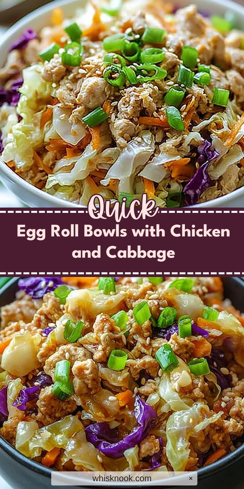 Egg Roll Bowls with Chicken and Cabbage