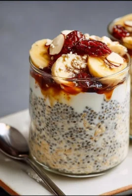 Delicious filling date overnight oats with chia seeds in a bowl