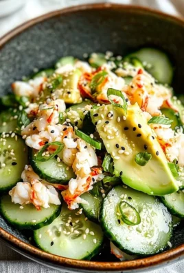 Flavorful California Roll Cucumber Salad with fresh ingredients and vibrant colors.