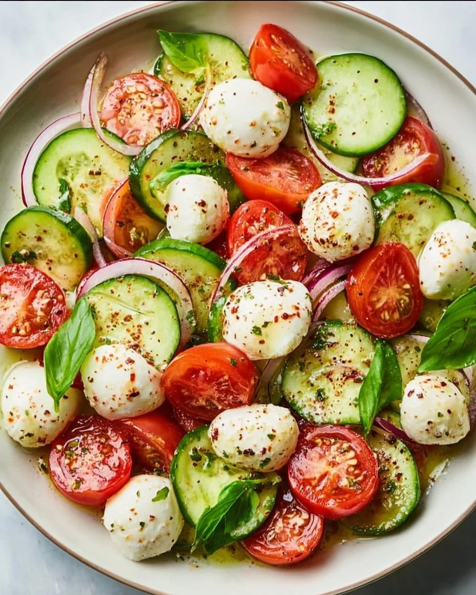 Juicy Cucumber Caprese Salad