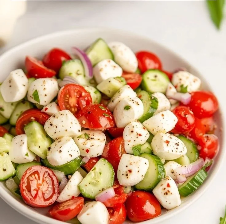 Juicy Cucumber Caprese Salad