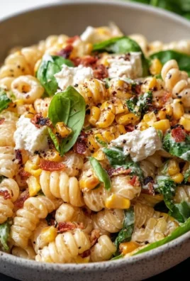 Delicious serving of Juicy Street Corn Pasta Salad with vibrant colors
