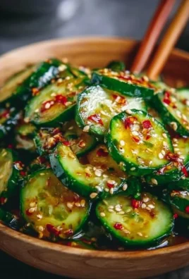 Delicious Korean cucumber salad served in a bowl with sesame toppings
