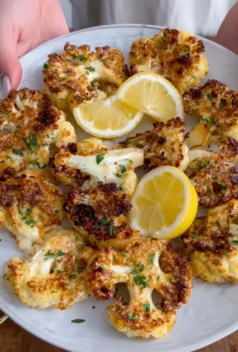 Lemon Garlic Parmesan Smashed Cauliflower on a plate