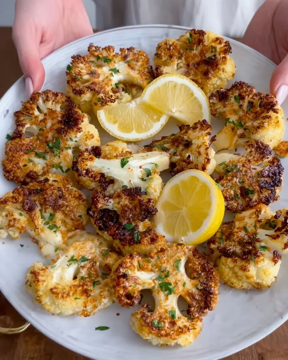 Lemon Garlic Parmesan Smashed Cauliflower Recipe