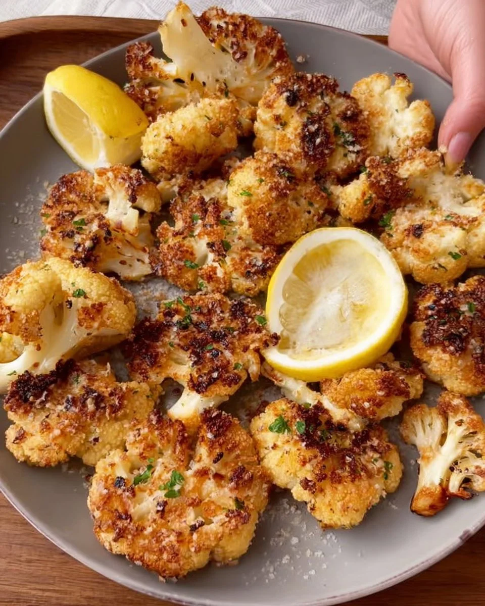 Lemon Garlic Parmesan Smashed Cauliflower Recipe