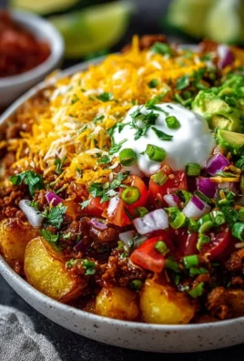 Delicious Loaded Potato Taco Bowl with toppings and fresh ingredients