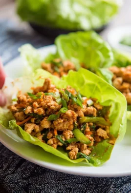 Low carb Thai chicken lettuce wraps filled with fresh ingredients