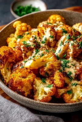 Plate of Moroccan Cauliflower drizzled with tahini-honey sauce