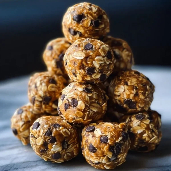 No-bake peanut butter energy bites on a wooden table