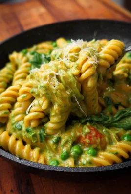 One Pot Creamy Pesto Pasta dish garnished with fresh basil