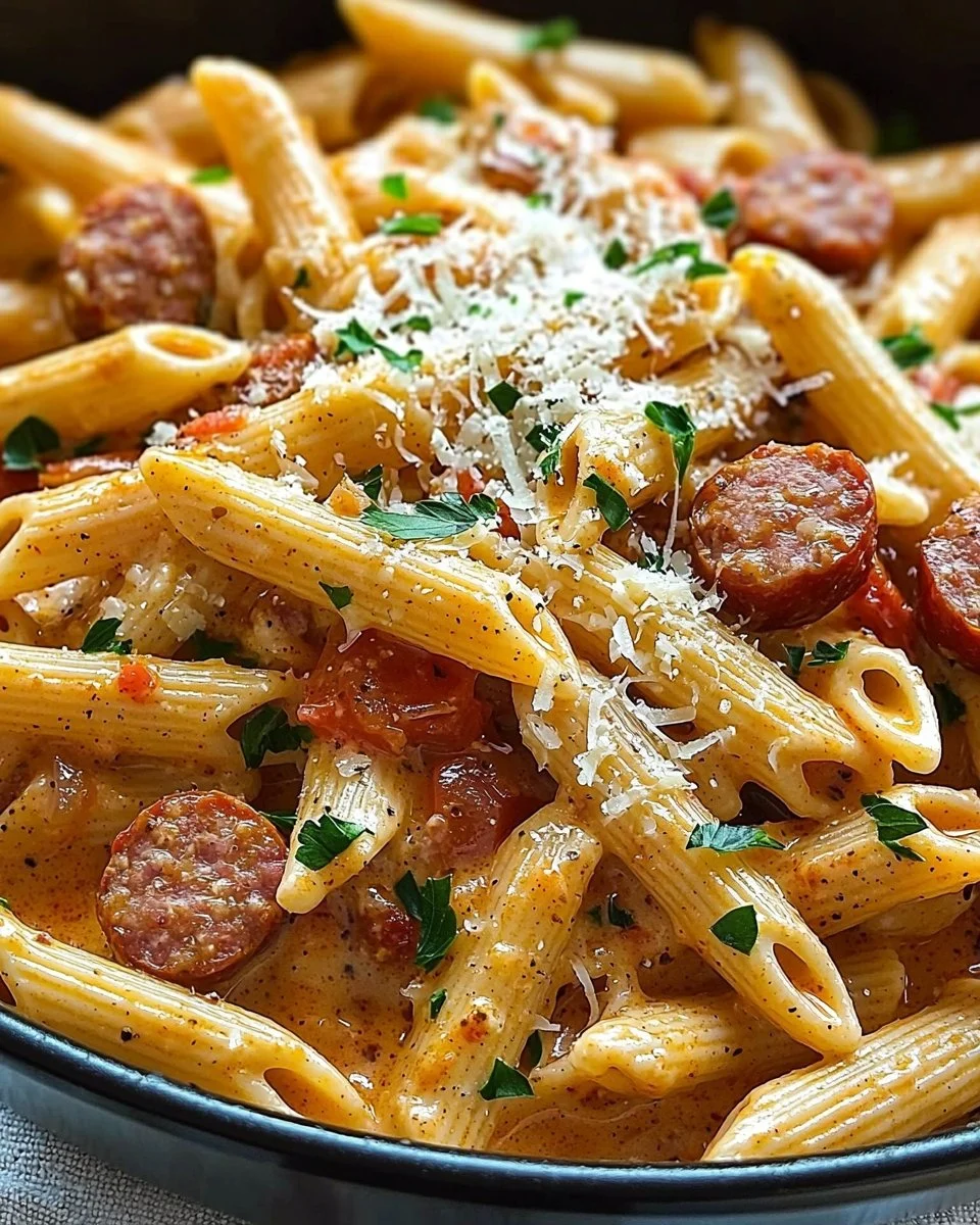 One-Pot Creamy Spicy Cajun Sausage Pasta