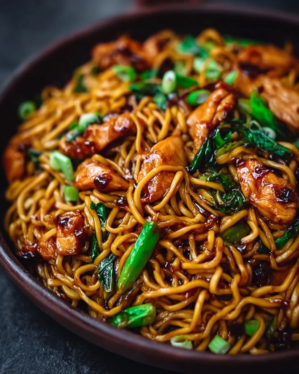 Sticky Garlic Chicken Noodles