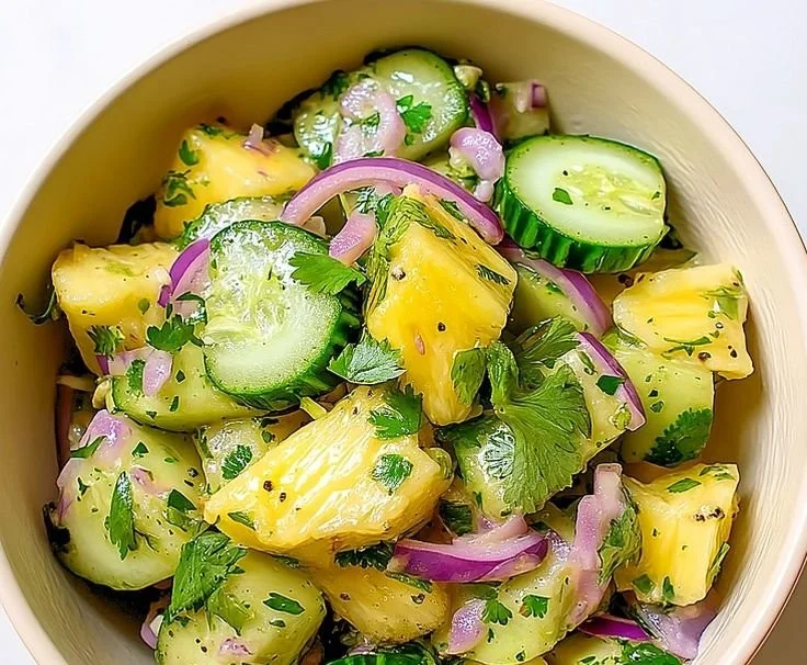 Sweet Pineapple Cucumber Salad - jesslovescooking
