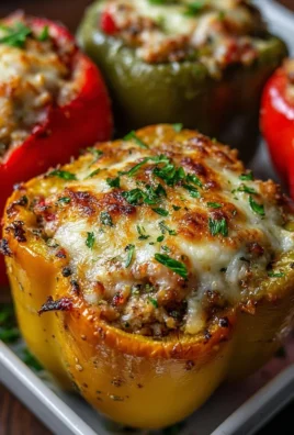Vegetarian stuffed bell peppers filled with rice, beans, and spices on a plate.