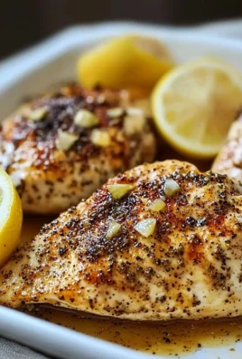 Baked Garlic Lemon Pepper Chicken dish garnished with lemon slices and herbs