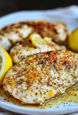 Baked garlic lemon pepper chicken served with fresh herbs and lemon slices