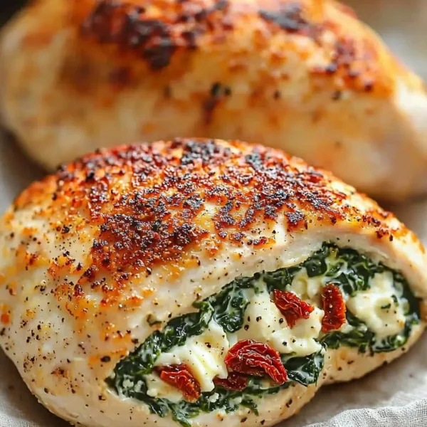 Delicious air fryer stuffed chicken breast with savory filling.