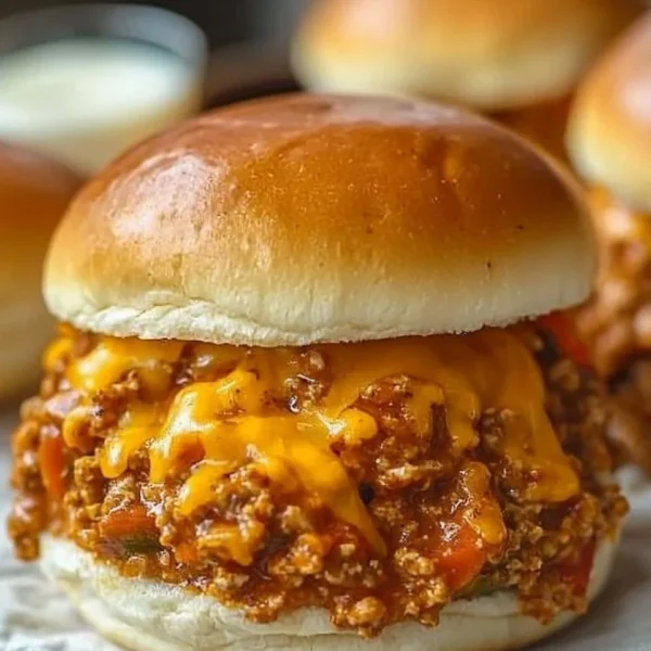Delicious Cajun Chicken Sloppy Joes on a plate with fresh toppings.