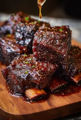 Caramelized slow roast Asian beef short rib served with garnishes
