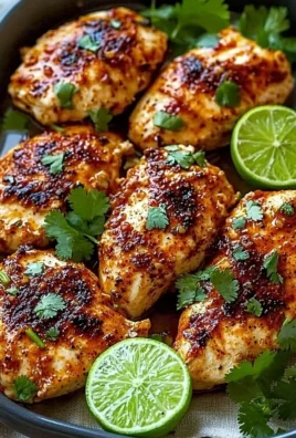 Plate of delicious Chili Lime Chicken garnished with lime slices and cilantro