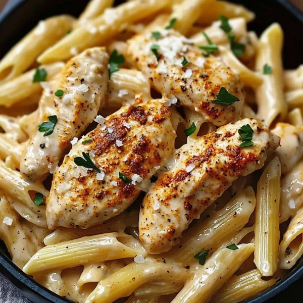 Creamy Cajun Chicken Pasta dish with colorful vegetables and spices