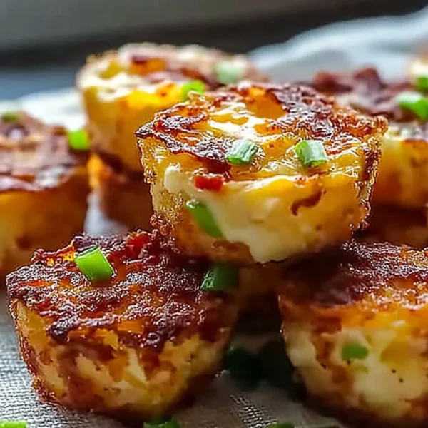 Crispy loaded hashbrown bites served on a plate for a delicious snack