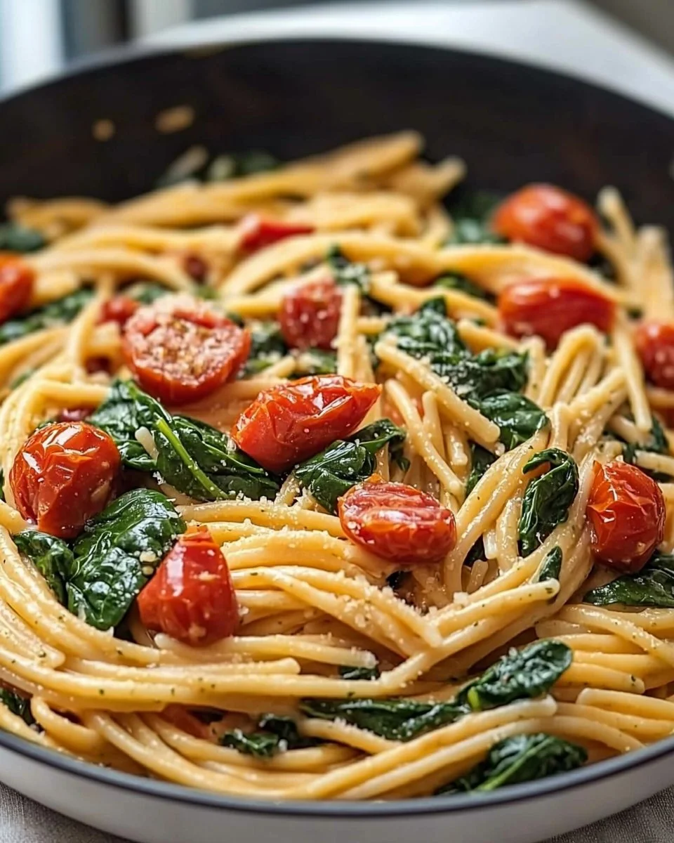 Delicious Spinach Tomato Pasta