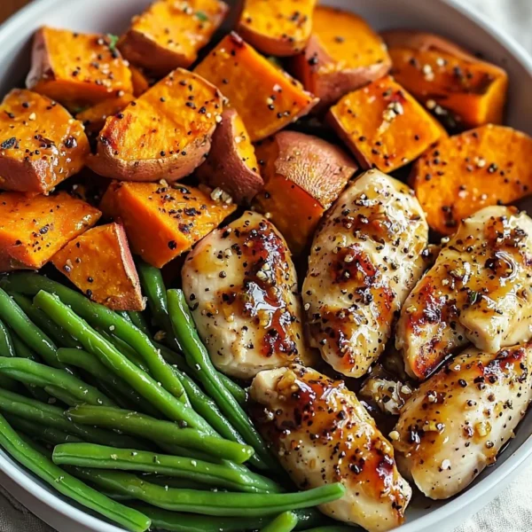 Honey garlic chicken served with sweet potatoes for a tasty dinner
