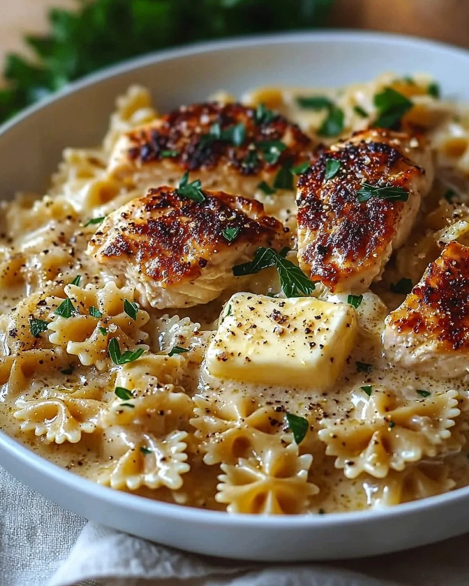 Dreamy Garlic Butter Chicken and Bowtie Pasta