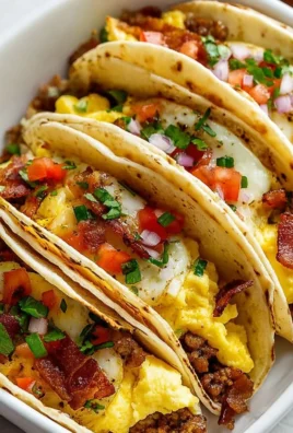 Plate of easy baked breakfast tacos with eggs, cheese, and veggies